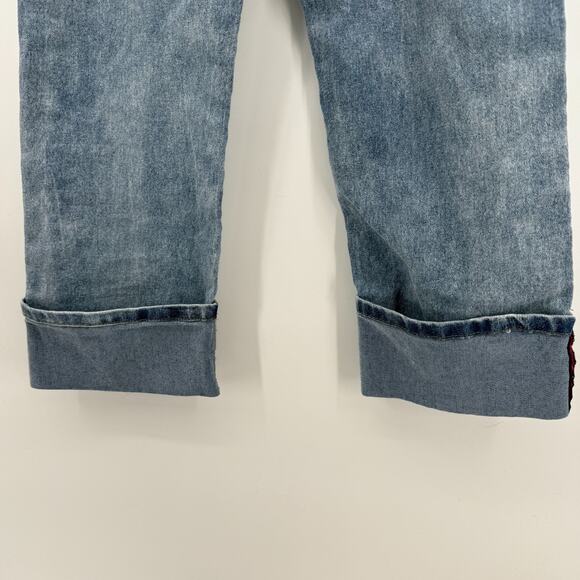 GUESS 90s Y2K Trendy Vtg Light Colored Jeans Girls Size 8 Cuffed Pants Logo - Picture 8 of 11